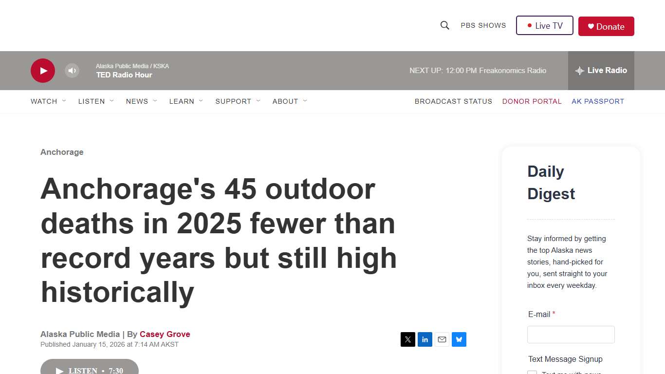 Anchorage's 45 outdoor deaths in 2025 fewer than record years but still high historically