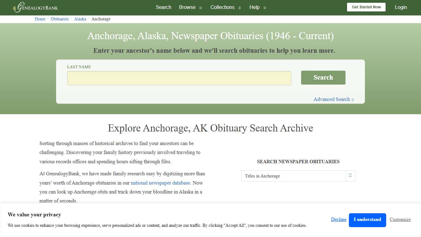 Anchorage, Alaska Obituary Archive Search GenealogyBank